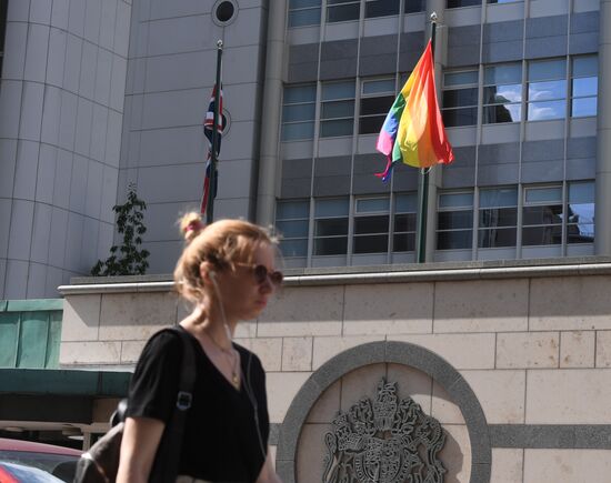Russia British Embassy LGBT Flag