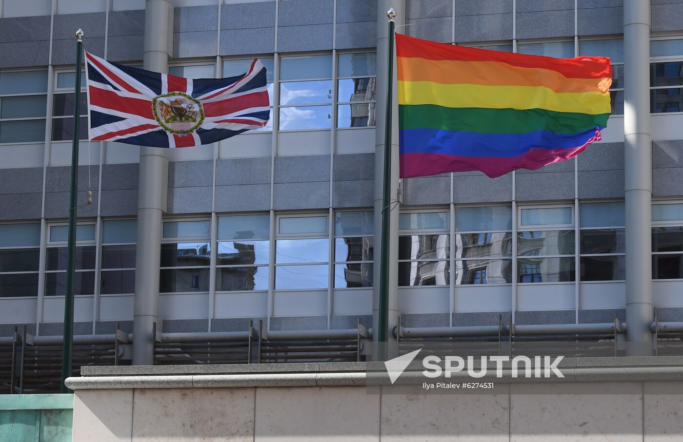 Russia British Embassy LGBT Flag