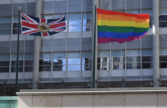 Russia British Embassy LGBT Flag