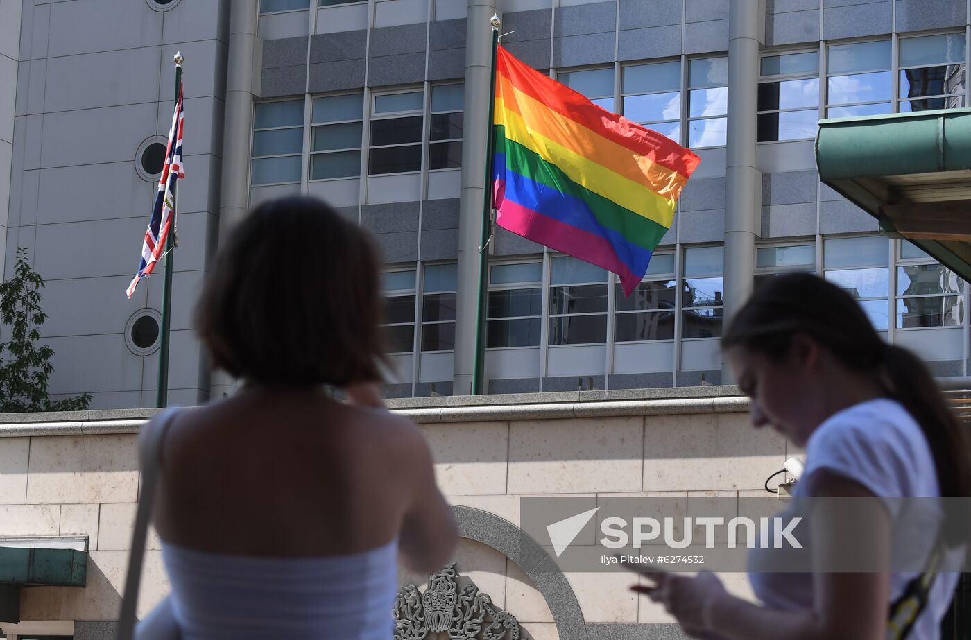 Russia British Embassy LGBT Flag