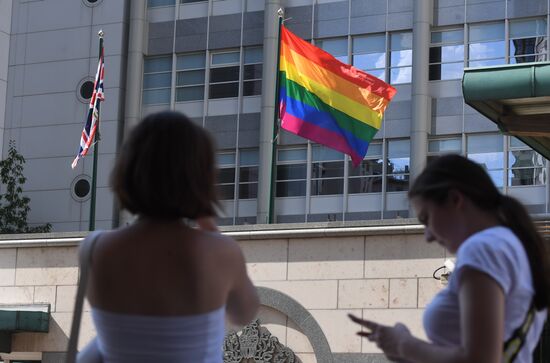 Russia British Embassy LGBT Flag