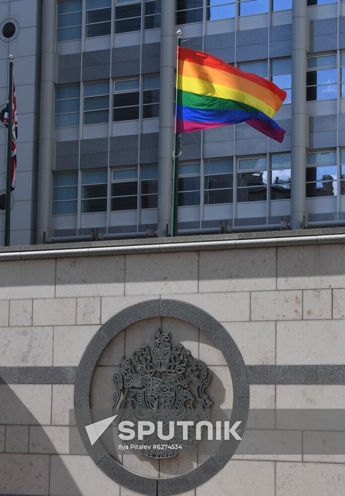 Russia British Embassy LGBT Flag