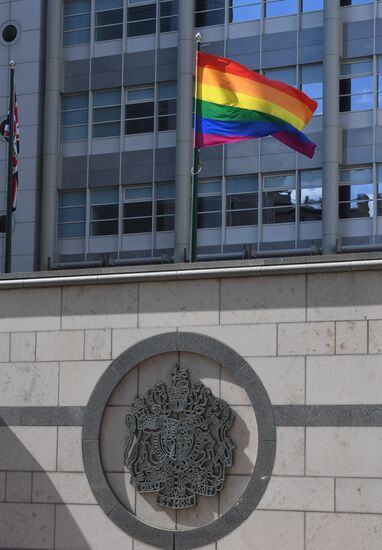 Russia British Embassy LGBT Flag