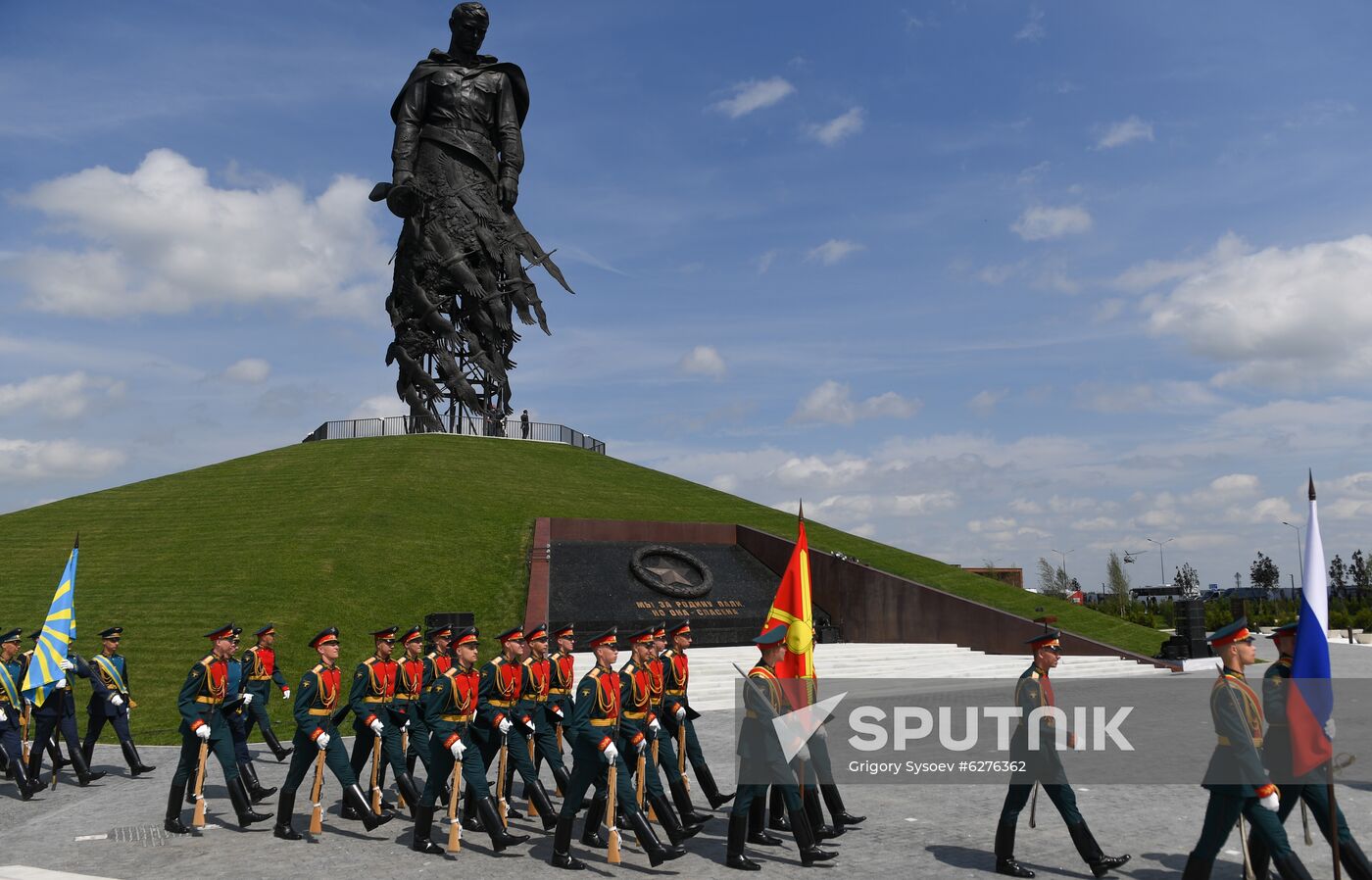 President of Russia Vladimir Putin and President of Belarus Alexander Lukashenko unveil Rzhev Memorial to Soviet Soldiers