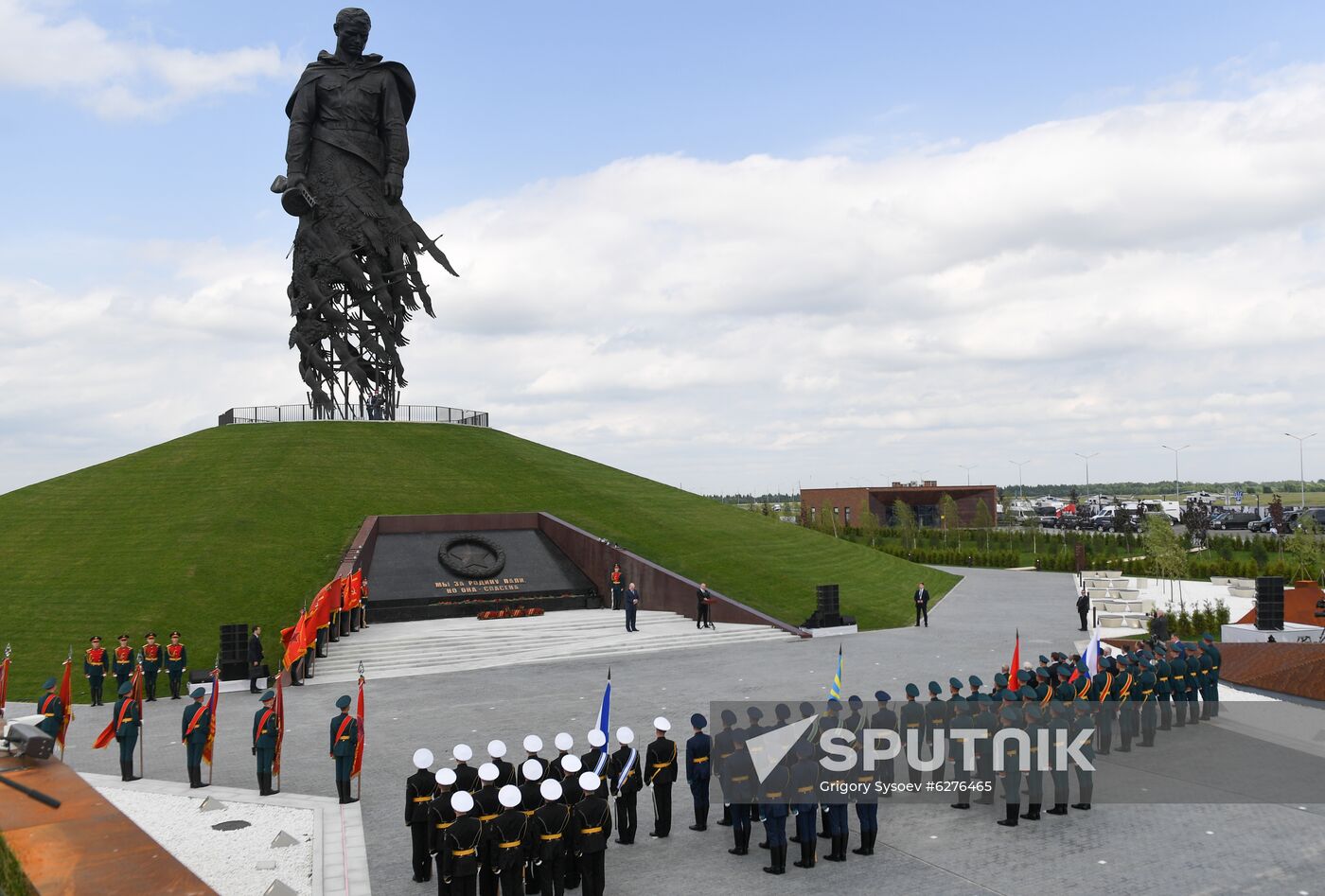 President of Russia Vladimir Putin and President of Belarus Alexander Lukashenko unveil Rzhev Memorial to Soviet Soldiers