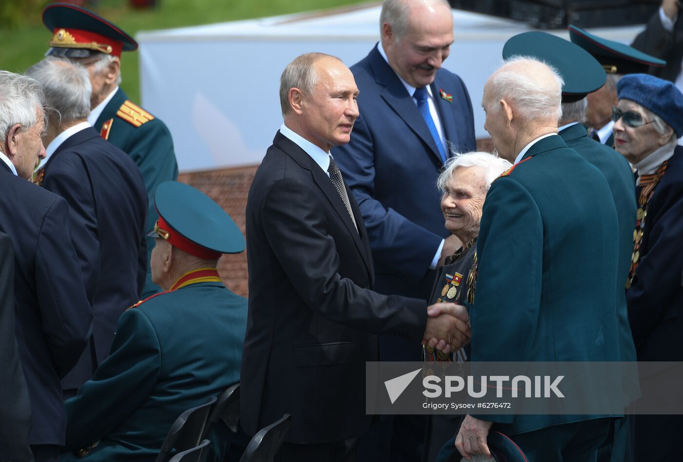 President of Russia Vladimir Putin and President of Belarus Alexander Lukashenko unveil Rzhev Memorial to Soviet Soldiers
