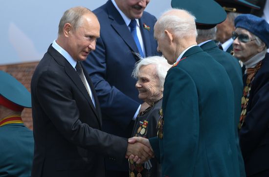 President of Russia Vladimir Putin and President of Belarus Alexander Lukashenko unveil Rzhev Memorial to Soviet Soldiers