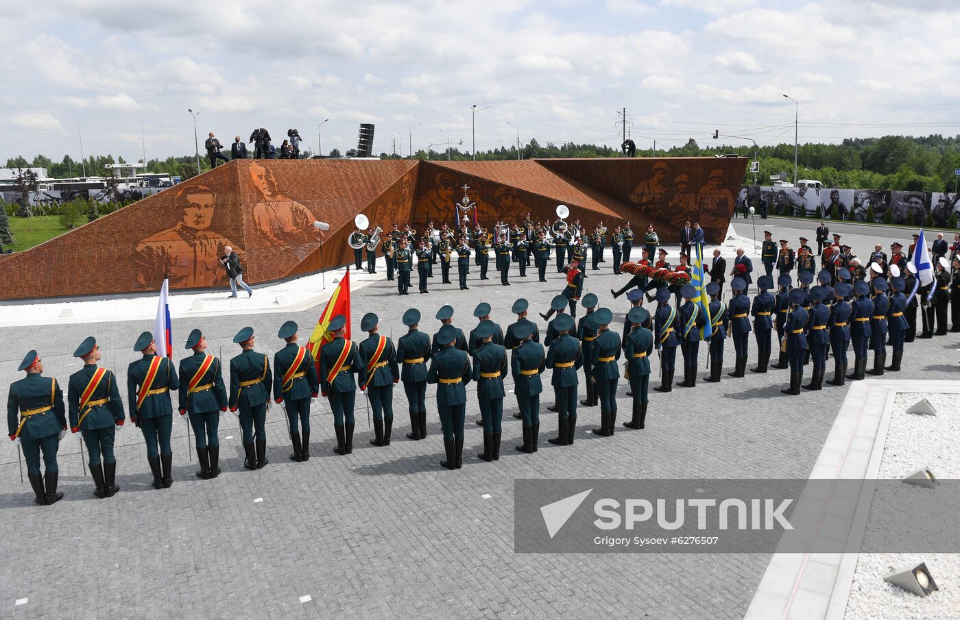 President of Russia Vladimir Putin and President of Belarus Alexander Lukashenko unveil Rzhev Memorial to Soviet Soldiers
