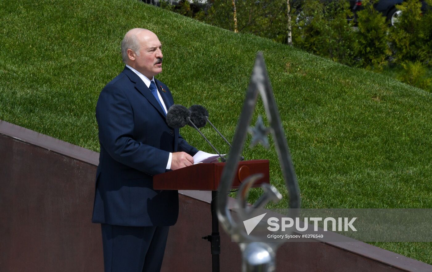 President of Russia Vladimir Putin and President of Belarus Alexander Lukashenko unveil Rzhev Memorial to Soviet Soldiers