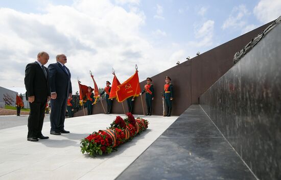 President of Russia Vladimir Putin and President of Belarus Alexander Lukashenko unveil Rzhev Memorial to Soviet Soldiers