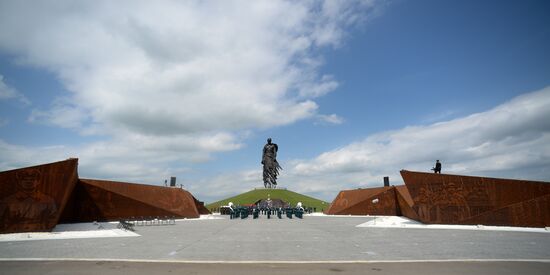 President of Russia Vladimir Putin and President of Belarus Alexander Lukashenko unveil Rzhev Memorial to Soviet Soldiers