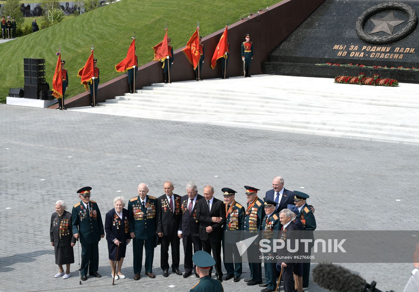 President of Russia Vladimir Putin and President of Belarus Alexander Lukashenko unveil Rzhev Memorial to Soviet Soldiers
