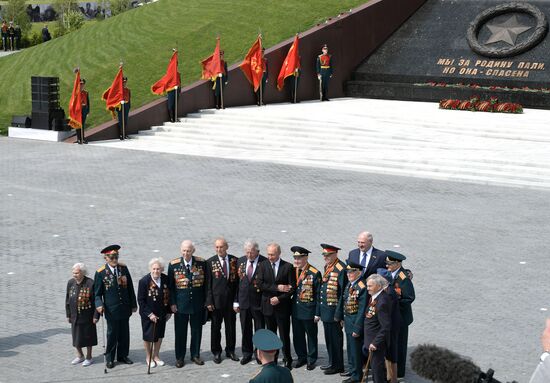 President of Russia Vladimir Putin and President of Belarus Alexander Lukashenko unveil Rzhev Memorial to Soviet Soldiers