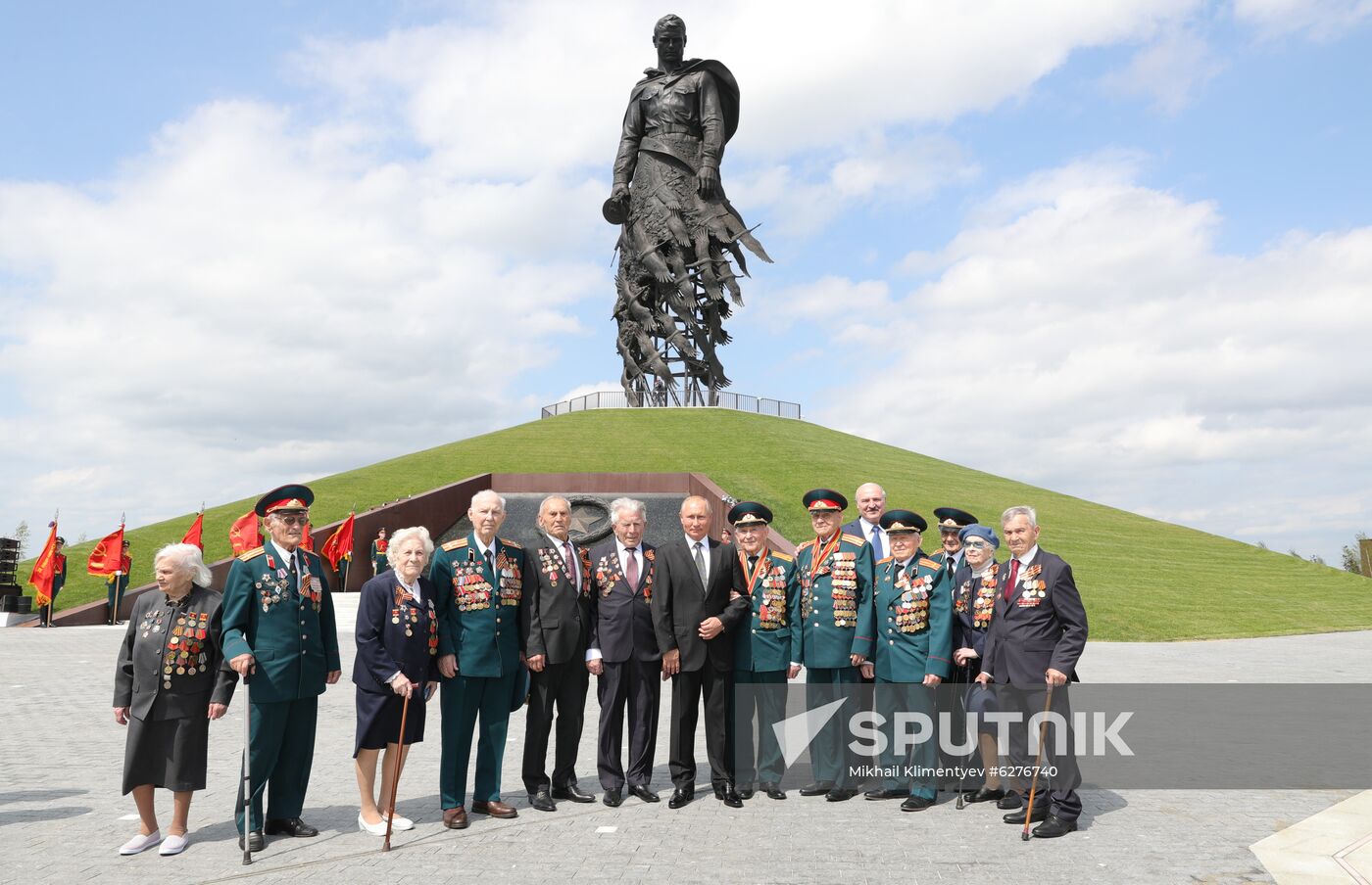 President of Russia Vladimir Putin and President of Belarus Alexander Lukashenko unveil Rzhev Memorial to Soviet Soldiers