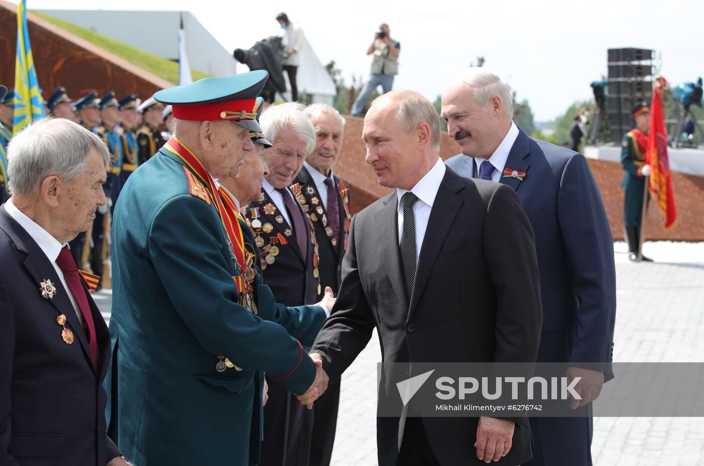 President of Russia Vladimir Putin and President of Belarus Alexander Lukashenko unveil Rzhev Memorial to Soviet Soldiers