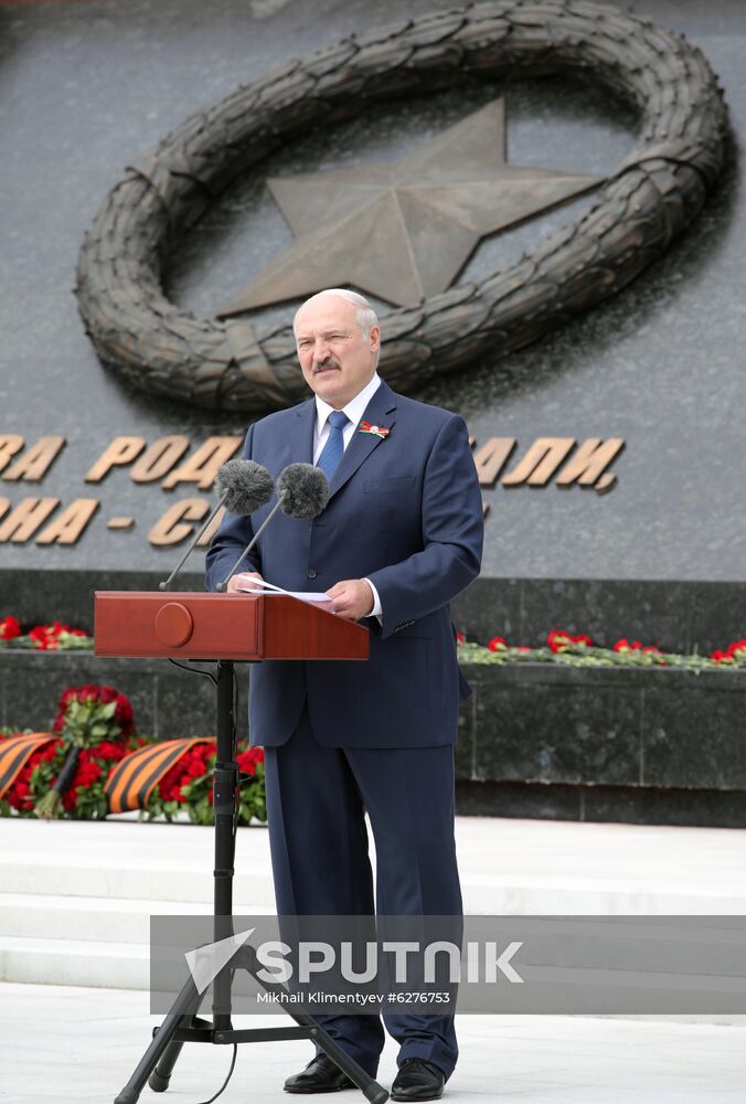 President of Russia Vladimir Putin and President of Belarus Alexander Lukashenko unveil Rzhev Memorial to Soviet Soldiers