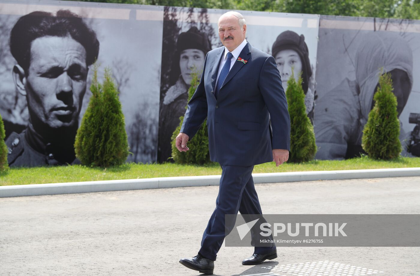 President of Russia Vladimir Putin and President of Belarus Alexander Lukashenko unveil Rzhev Memorial to Soviet Soldiers
