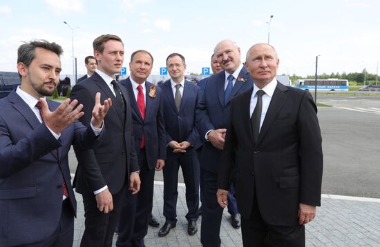President of Russia Vladimir Putin and President of Belarus Alexander Lukashenko unveil Rzhev Memorial to Soviet Soldiers