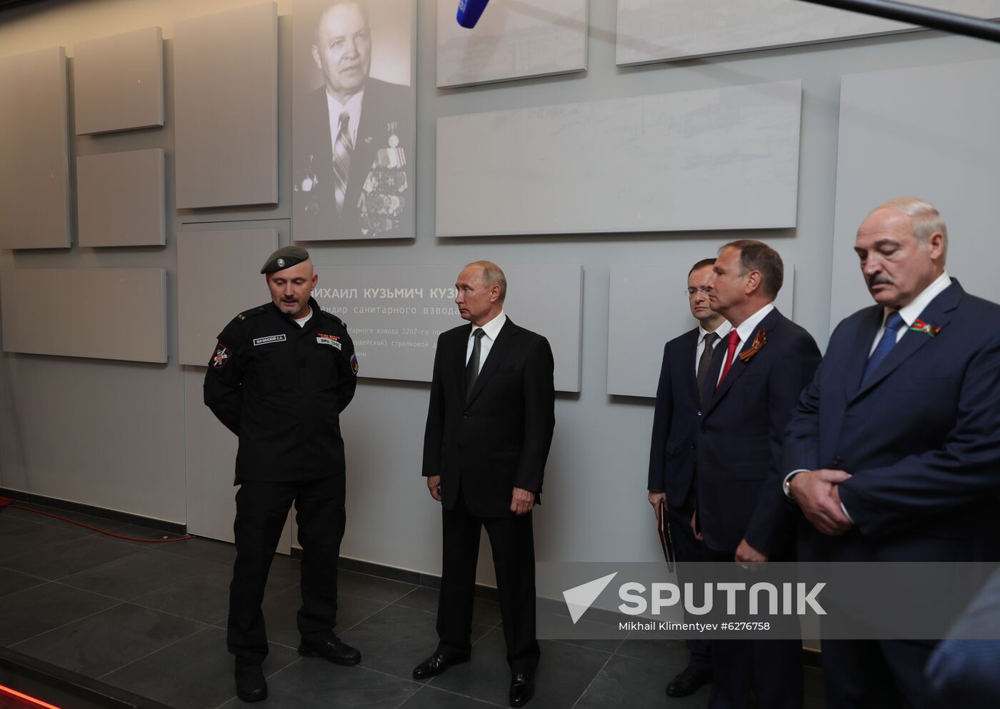 President of Russia Vladimir Putin and President of Belarus Alexander Lukashenko unveil Rzhev Memorial to Soviet Soldiers