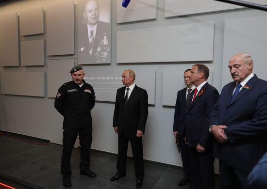 President of Russia Vladimir Putin and President of Belarus Alexander Lukashenko unveil Rzhev Memorial to Soviet Soldiers