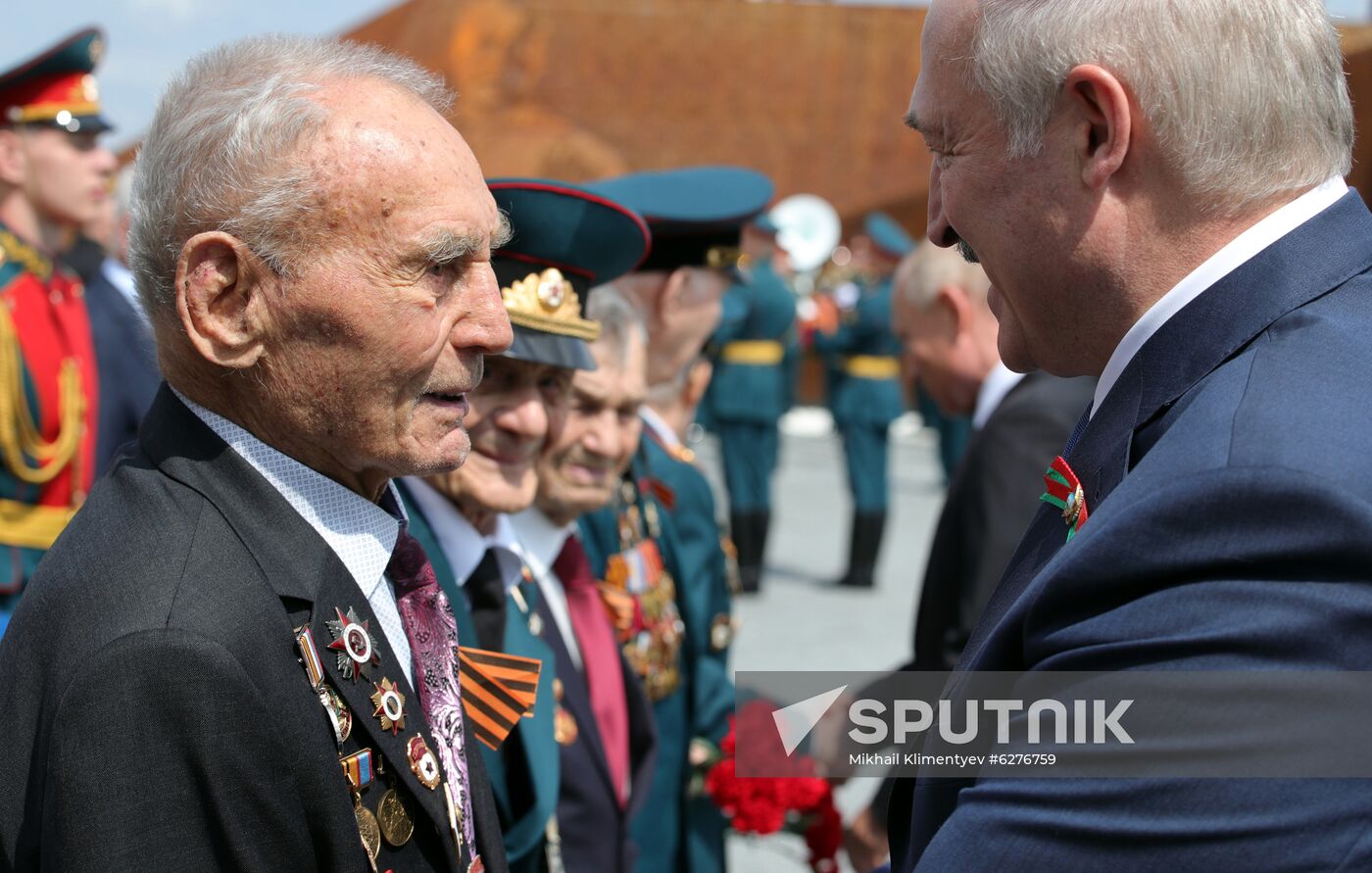 President of Russia Vladimir Putin and President of Belarus Alexander Lukashenko unveil Rzhev Memorial to Soviet Soldiers