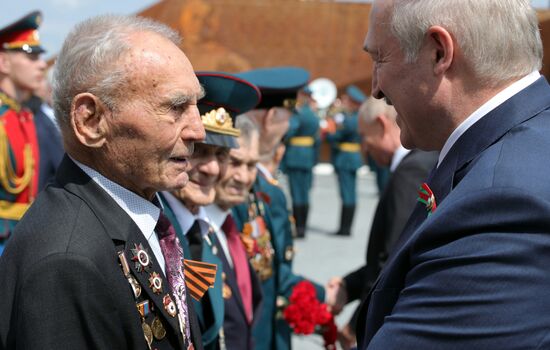 President of Russia Vladimir Putin and President of Belarus Alexander Lukashenko unveil Rzhev Memorial to Soviet Soldiers