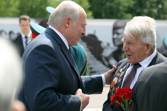 President of Russia Vladimir Putin and President of Belarus Alexander Lukashenko unveil Rzhev Memorial to Soviet Soldiers