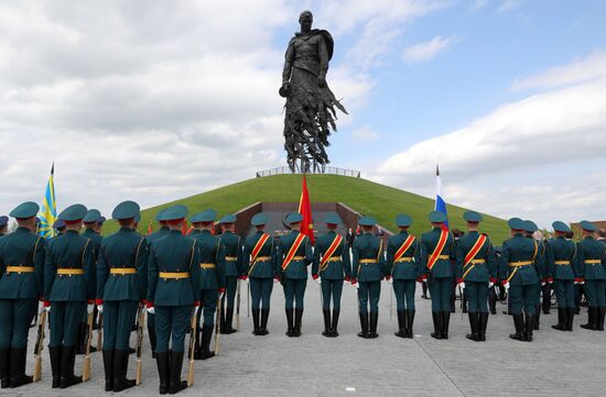 President of Russia Vladimir Putin and President of Belarus Alexander Lukashenko unveil Rzhev Memorial to Soviet Soldiers