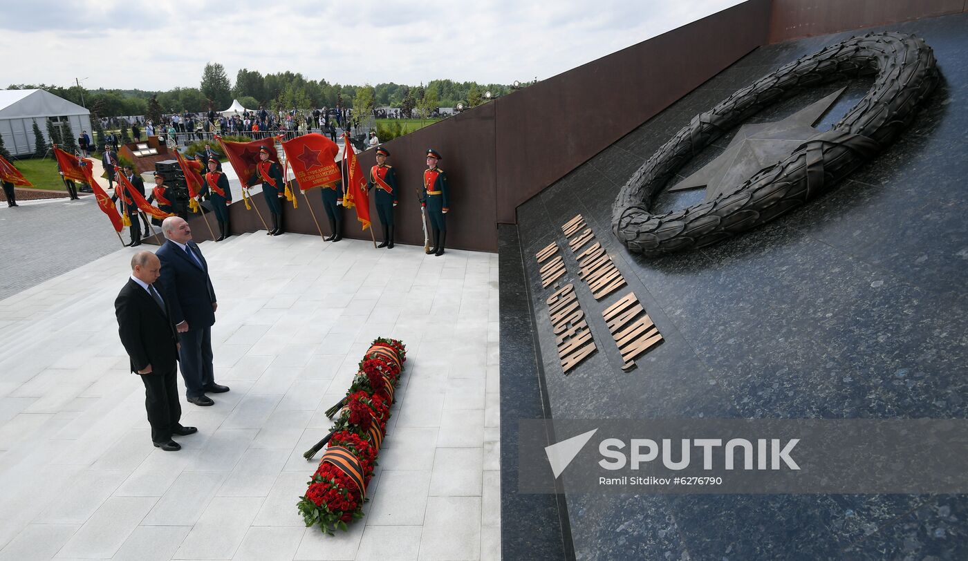 President of Russia Vladimir Putin and President of Belarus Alexander Lukashenko unveil Rzhev Memorial to Soviet Soldiers