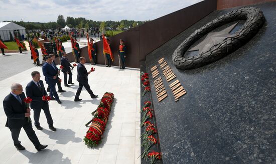 President of Russia Vladimir Putin and President of Belarus Alexander Lukashenko unveil Rzhev Memorial to Soviet Soldiers