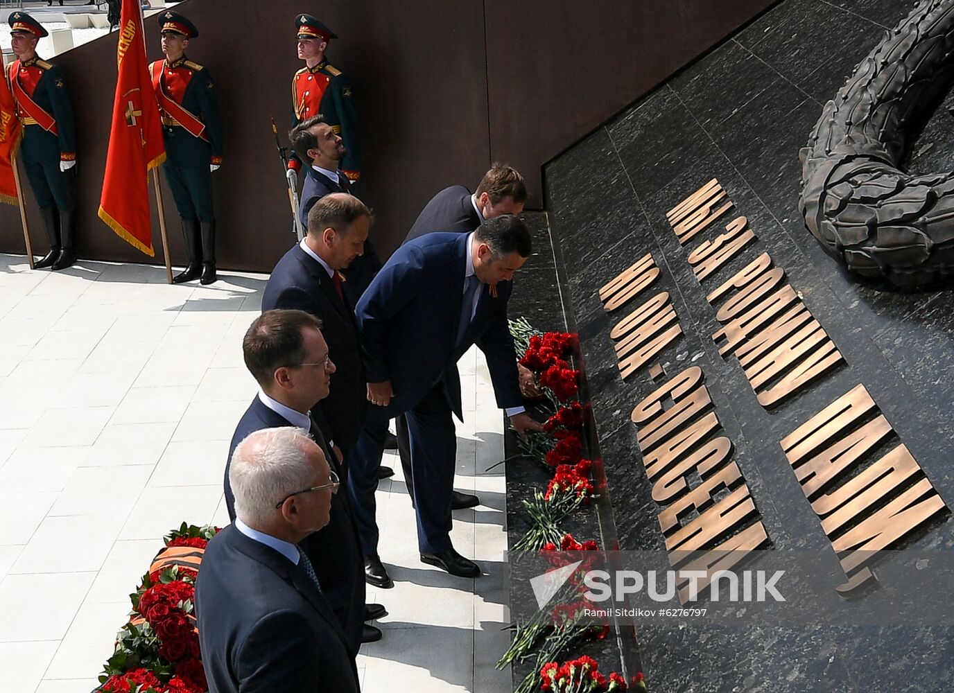 President of Russia Vladimir Putin and President of Belarus Alexander Lukashenko unveil Rzhev Memorial to Soviet Soldiers