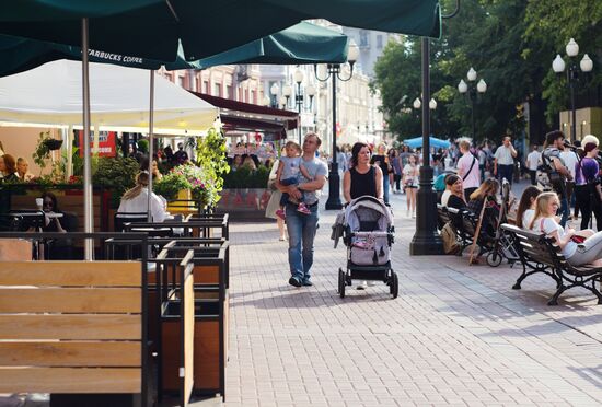 Stary (Old) Arbat Street after Covid-19 lockdown lifted