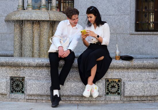 Stary (Old) Arbat Street after Covid-19 lockdown lifted