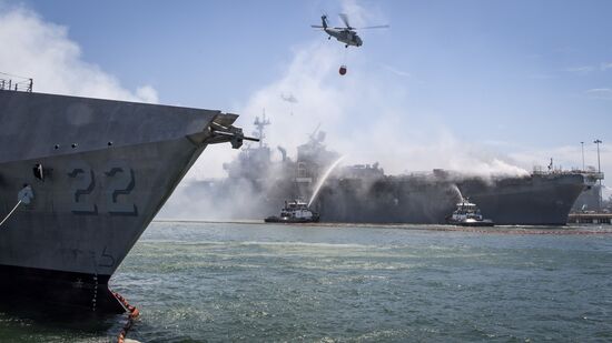 US Navy Ship Fire