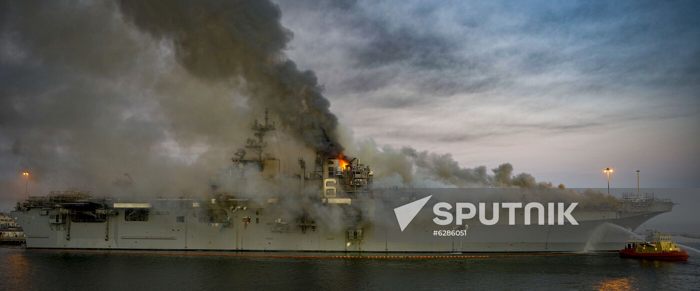 US Navy Ship Fire