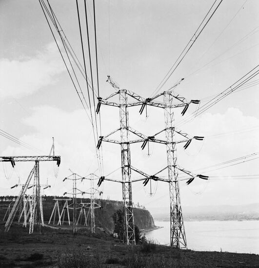High-voltage lines of Bratskaya Hydropower Plant