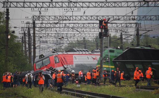 Russia Cargo Trains Derailment