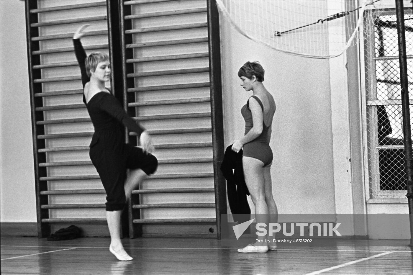 Members of Soviet high diving national team in training