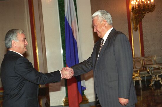 Russian President Boris Yeltsin and Ambassador of Bolivia