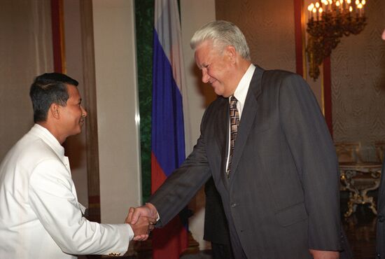 Russian President Boris Yeltsin and Ambassador of Cambodia