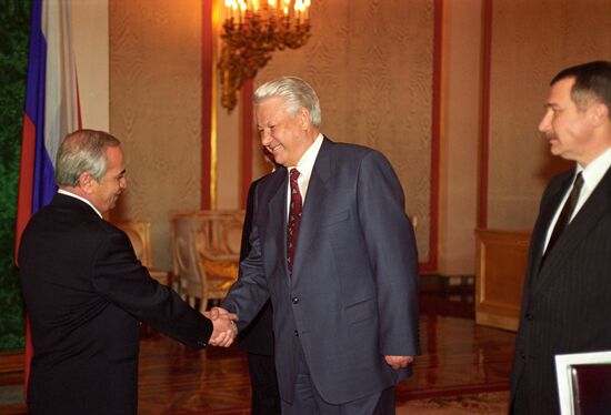 Russian President Boris Yeltsin and Ambassador of Uzbekistan