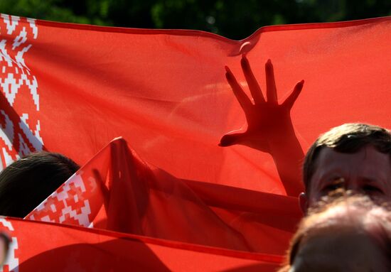 Belarus Lukashenko Supporters Rally