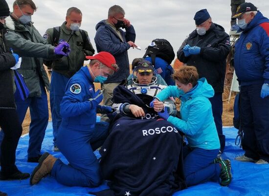 Kazakhstan Russia Space Station Crew Landing