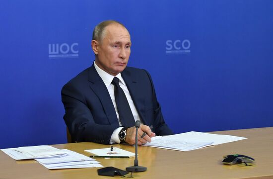 Russian President Vladimir Putin chairs SCO Heads of State Council (HSC) Meeting