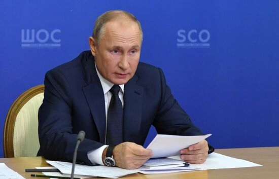 Russian President Vladimir Putin chairs SCO Heads of State Council (HSC) Meeting
