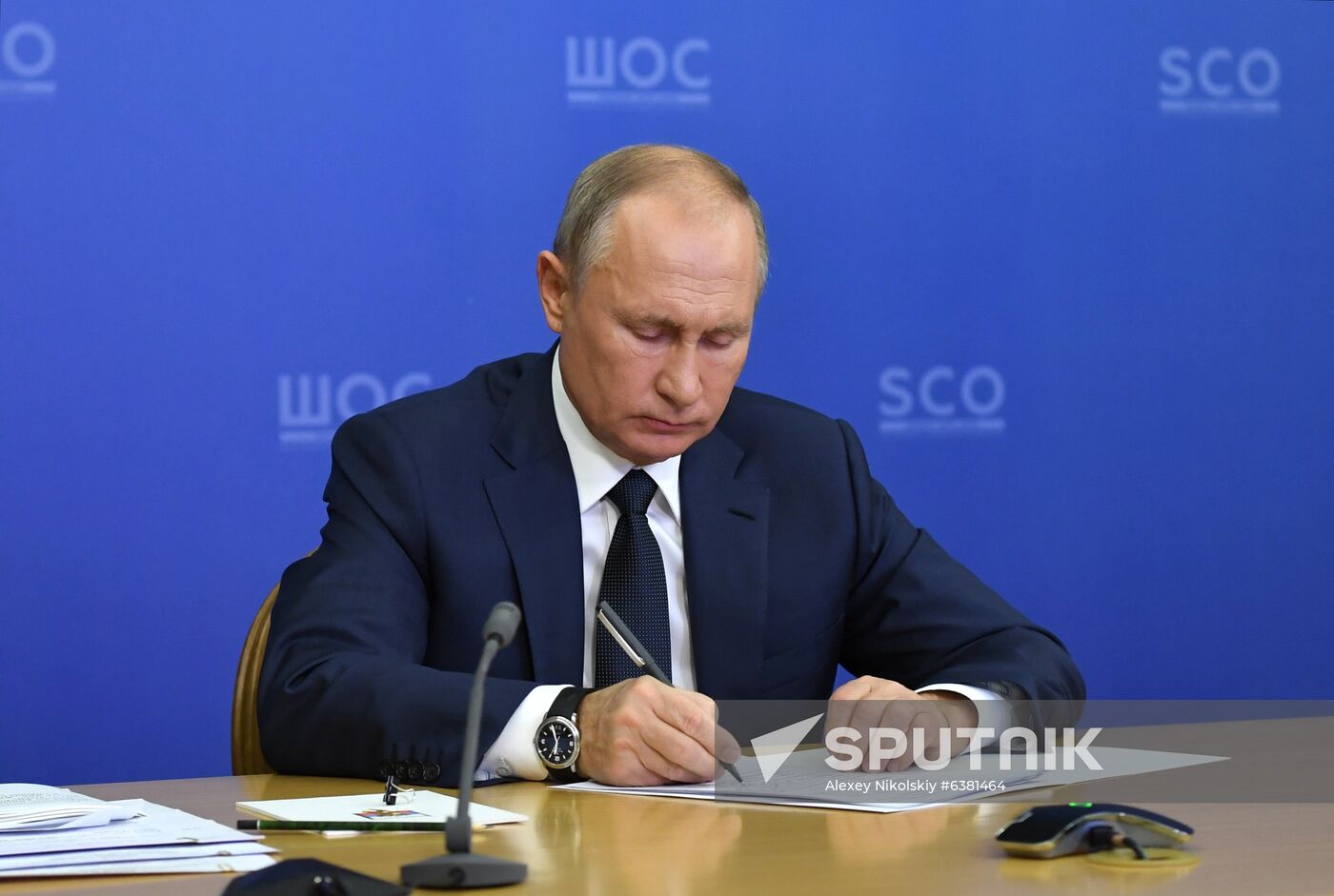 Russian President Vladimir Putin chairs SCO Heads of State Council (HSC) Meeting