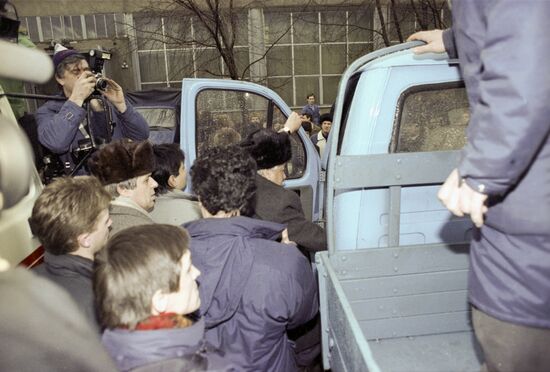 Russian President Boris Yeltsin visits Volga area