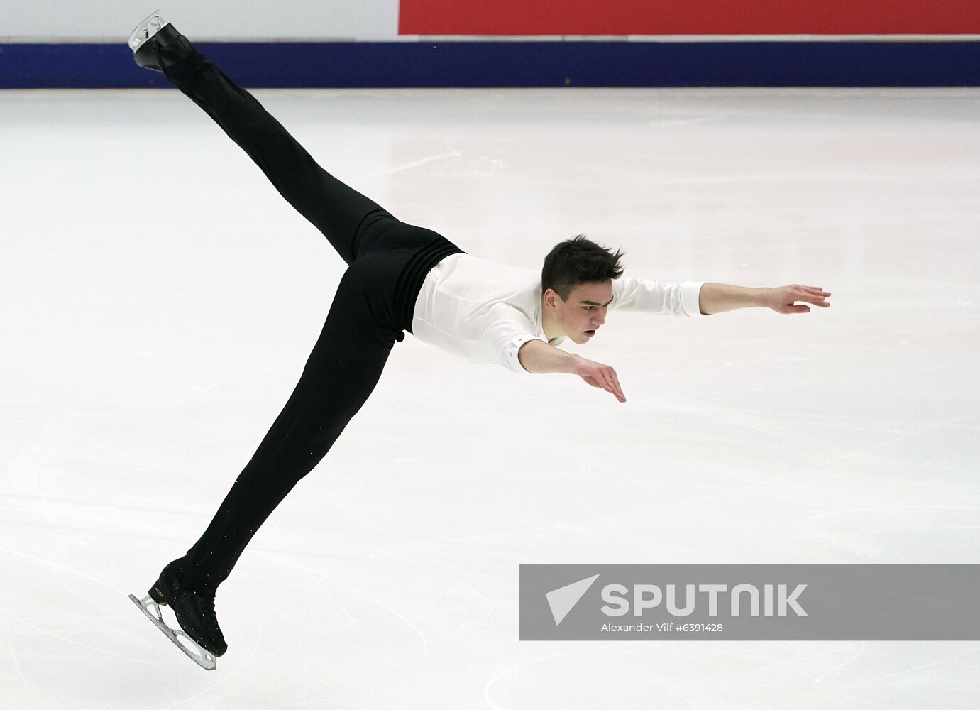 Russia's Makar Ignatov skates his short program at the Grand Prix of Figure Skating event, in Moscow, Russia. Location: Russia, Moscow. Author: Alexander Vilf/Sputnik. Russia Figure Skating Grand Prix Men