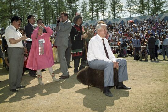 Russian President Boris Yeltsin visits Respublic of Sakha (Yakutia)
