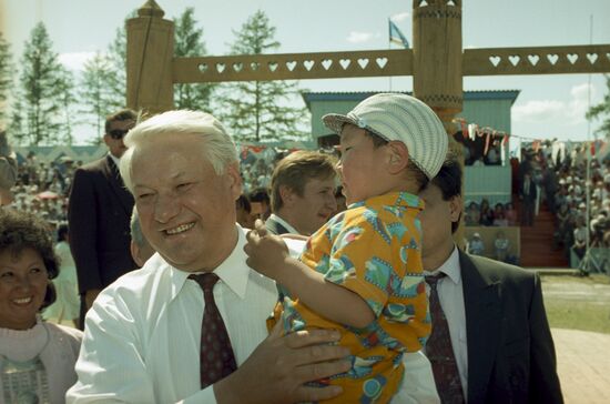 Russian President Boris Yeltsin visits Respublic of Sakha (Yakutia)